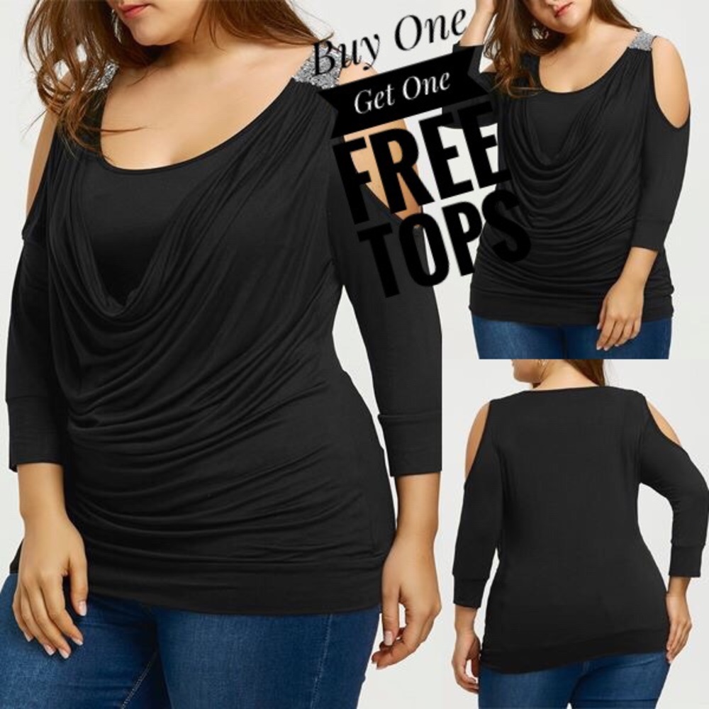 Draped Front Sequins Top